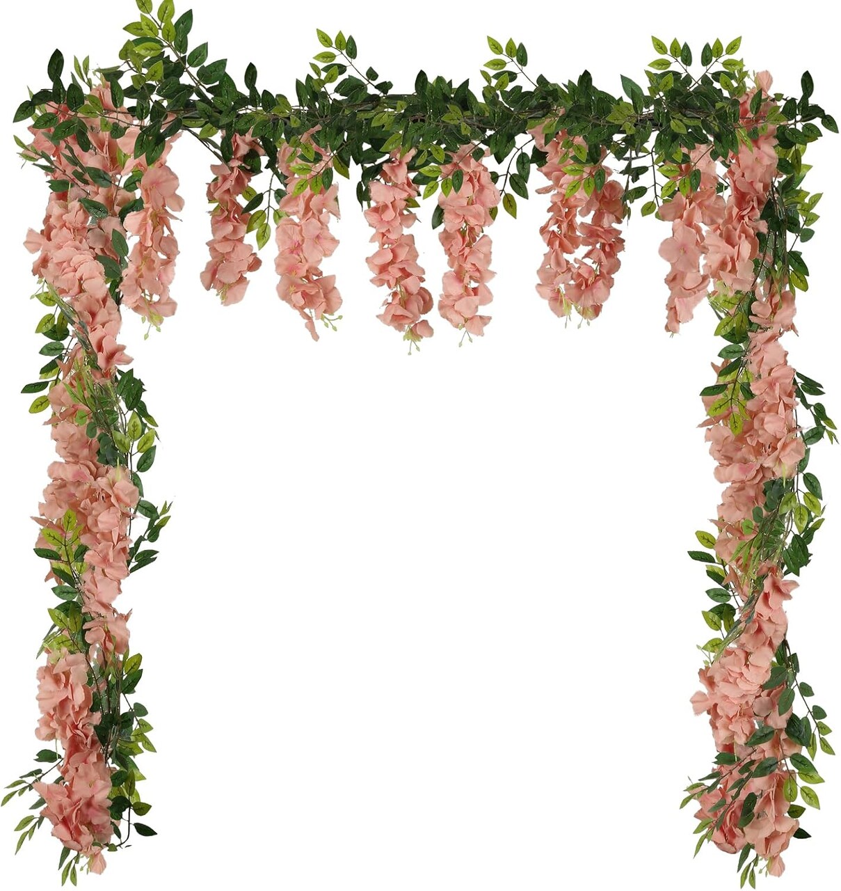 2-Pack Artificial Silk Wisteria Garland – 5.91 ft Each, Champagne Fake Wisteria Vines for Wedding Arch, Garden, and Home Floral Decorations